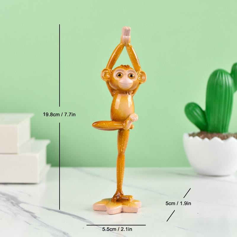 Yoga-Affe-Harz-Ornamente, pastorale Tierdekorationen für Fernsehschrank, Flur oder Weinschrank | QW60