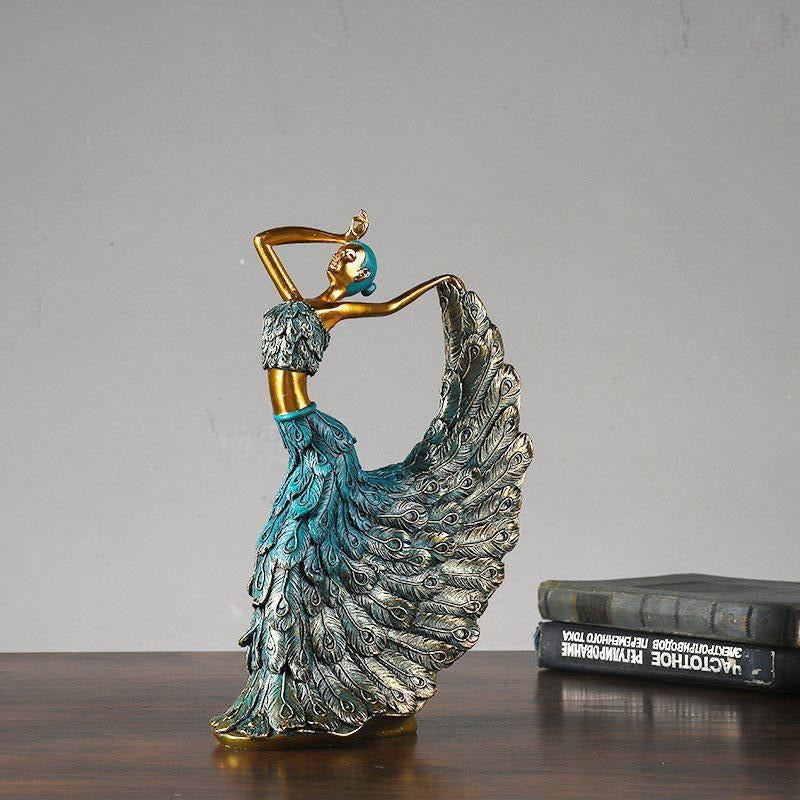 Elegante Statue aus Kunstharz in Form einer Pfauentänzerin, Dekoration mit klassischem Musikthema für drinnen und draußen, Weihnachten, Thanksgiving und Valentinstag | RRW016