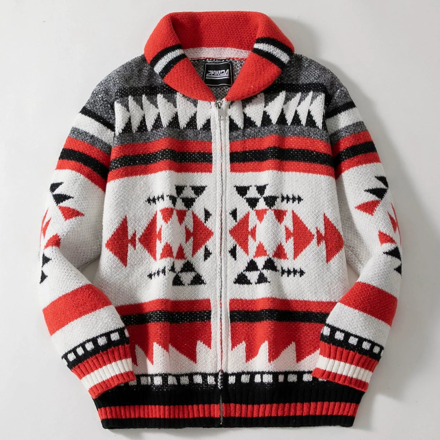 Herren-Strickjacke mit Reißverschluss, europäischer und amerikanischer Jacquard-Pullover mit langen Ärmeln und Revers | SY0012