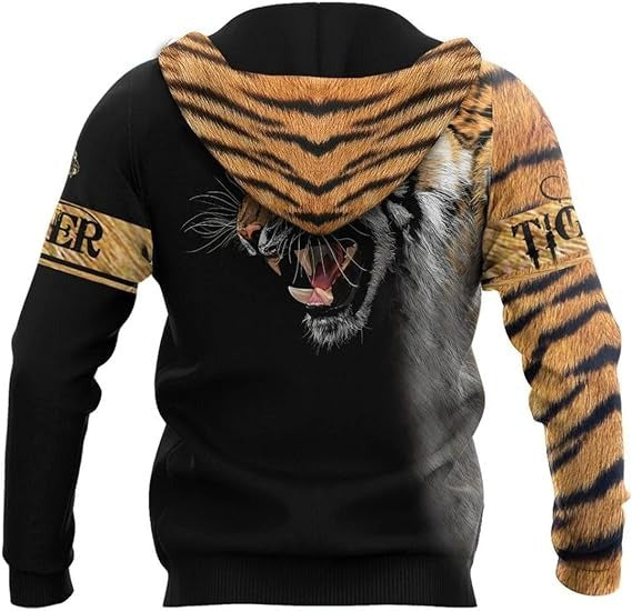 Herren Winter Tiger 3D-Druck Pullover Casual Sweatshirts Digitaldruck Pullover Hoodies