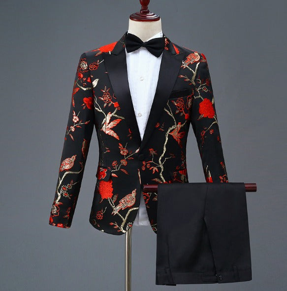 Herren Jacquard Anzug Business Hochzeit Party Smoking Kleid Blazer Hose Slim Fit Smoking | 1003