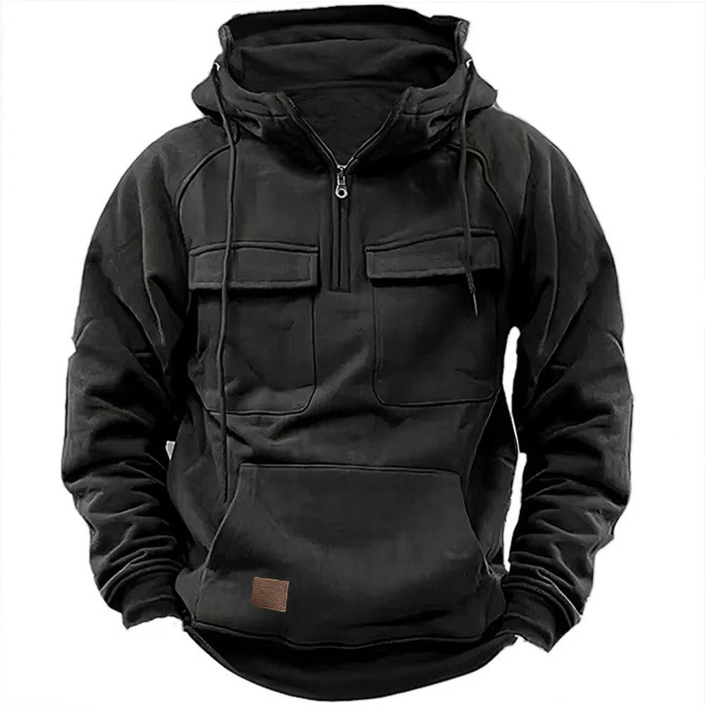Herren Retro Kapuzenpullover Einfarbig Langarm Hoodie für Herbst & Winter | AL74