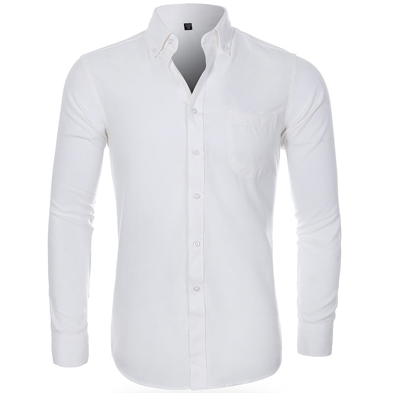 Herren Casual Oxford Spun Solid Color Shirt Langarm Herbst Kleidung Hemd | NJF