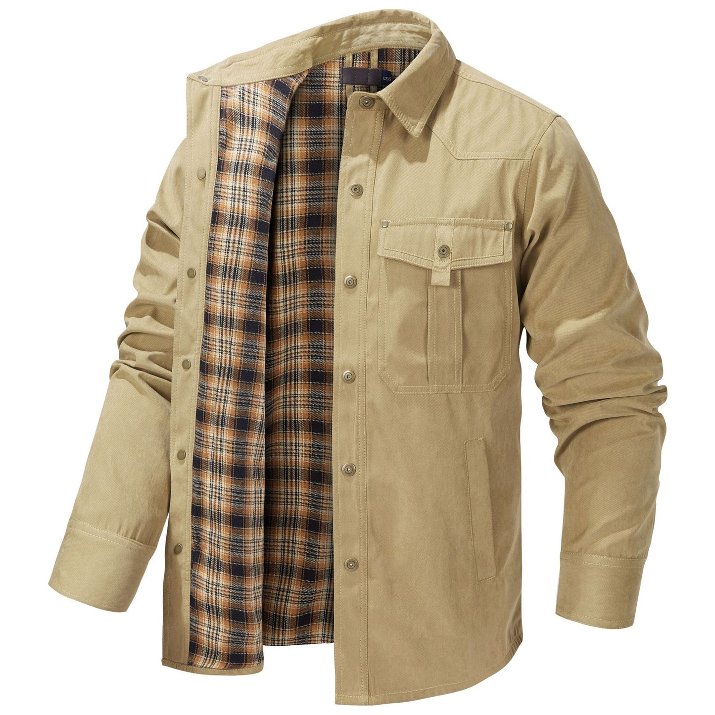Herren Karojacke Langarm Button-Down Flanelljacke mit Taschen für Streetwear | 3268