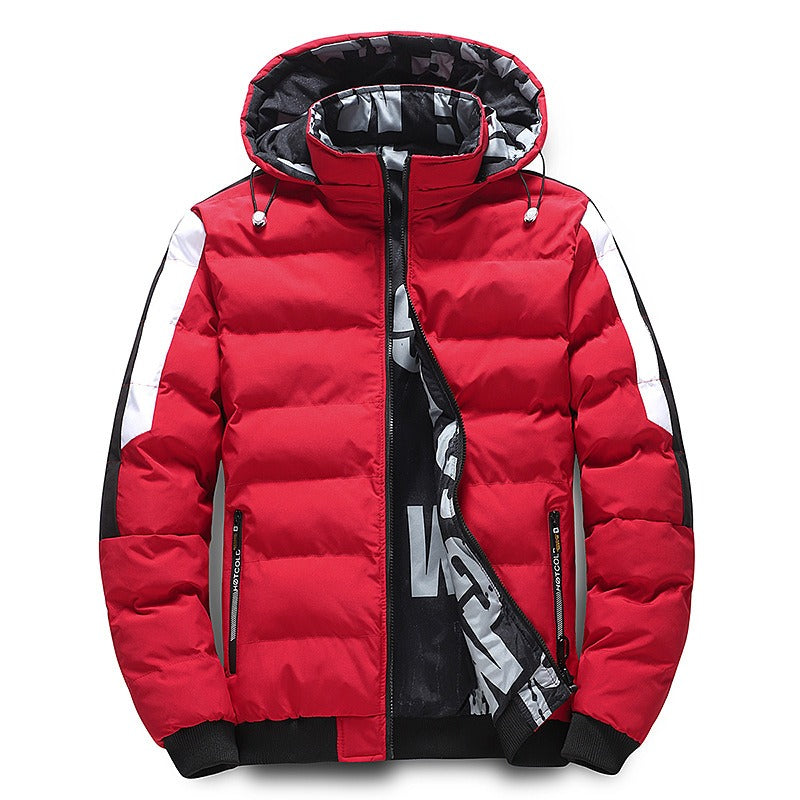 Herren Pufferjacke mit Kapuze, lässige Regular Fit Wintermantel Daunenjacke | 2021/TL