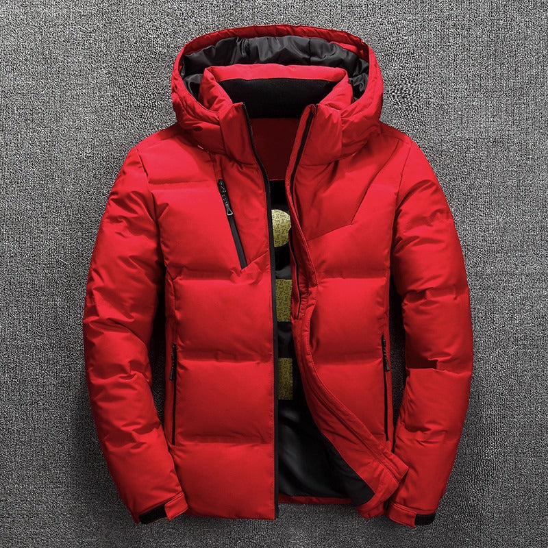 Herren Winter Warme Daunenjacke mit Kapuze, Mantel, Freizeitparkas, dicke weiße Entenjacke | 1897