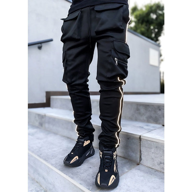 Herren Casual Joggers mit Kordelzug Elastischer Bund Cargohose Hip Hop Jogginghose | CK838