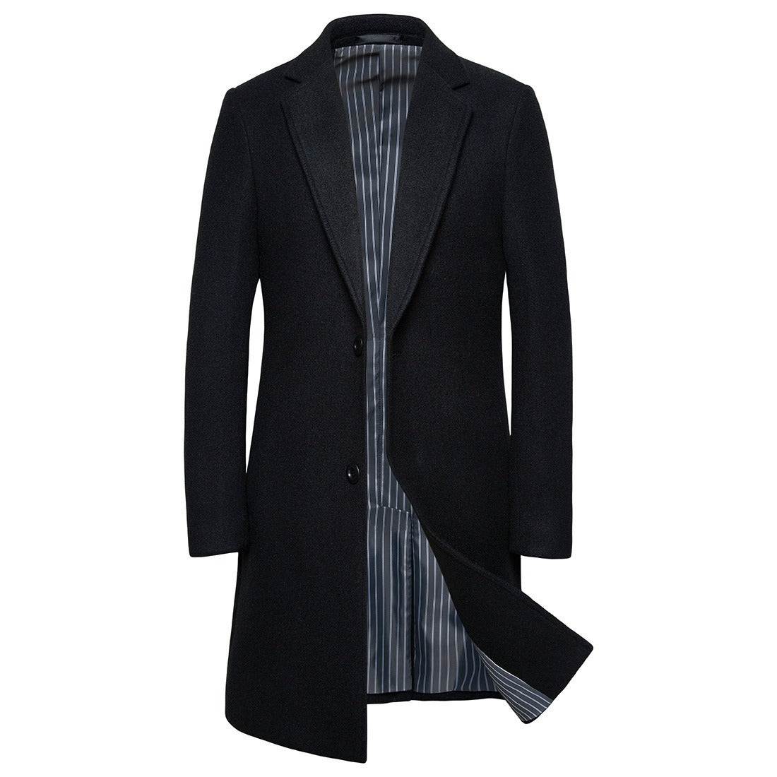 Herren Trenchcoat aus Wolle mit Umlegekragen, lang, aus Wolle und Wollmischungen, Wolljacke, Mantel | JJ-YF601