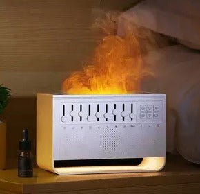 Neues, schickes Design, 200 ml, Babypflege, Schlafsimulation, 3D-Feuerlampe, Flamme, weißes Rauschen, USB-Musik, Diffusor für ätherische Öle | VR-WN03