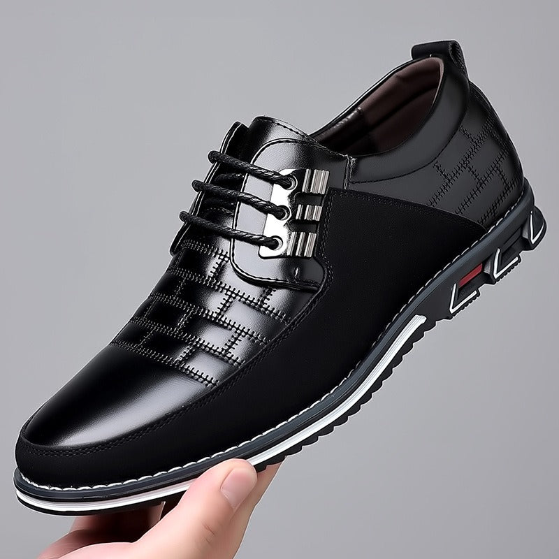 Herren-Derby-Schuhe im britischen Stil mit Karomuster, rutschfeste Leder-Loafer, Mokassins, Hochzeitsschuhe |