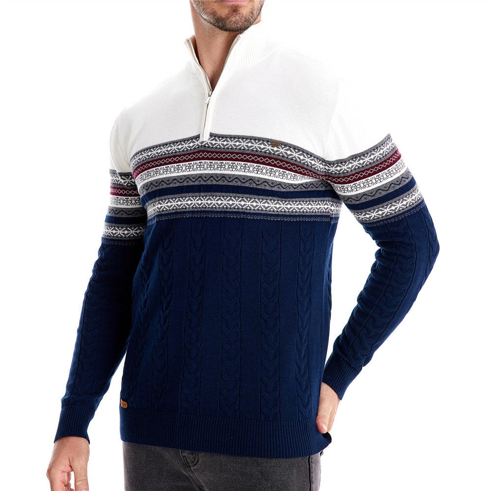 Warmer Winterpullover aus Baumwolle für Herren mit ethnischen Mustern, lässiger Pullover | M316