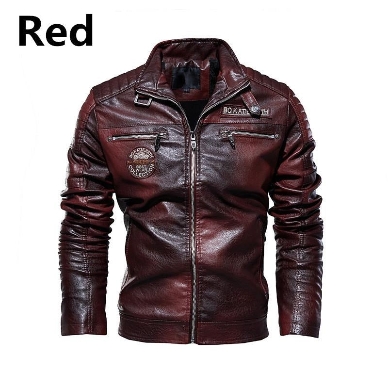 Herren Lederjacke Fleecefutter PU Ledermantel Übergröße Herren Revers Stickerei Blazer Jacke | 6693