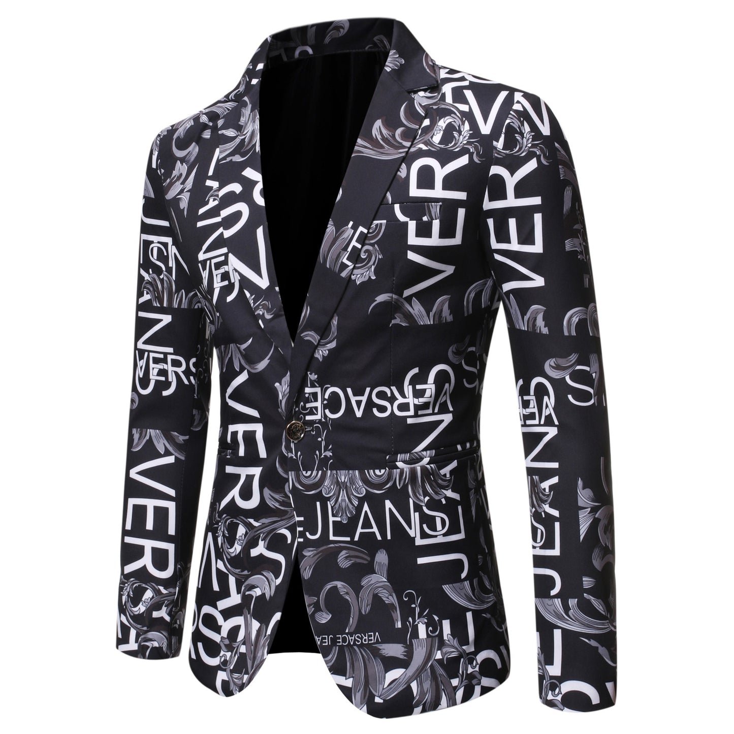 Herren Langarm Slim Fit Blumendruck 1 Knopf Blazer Jacke Mantel | X07