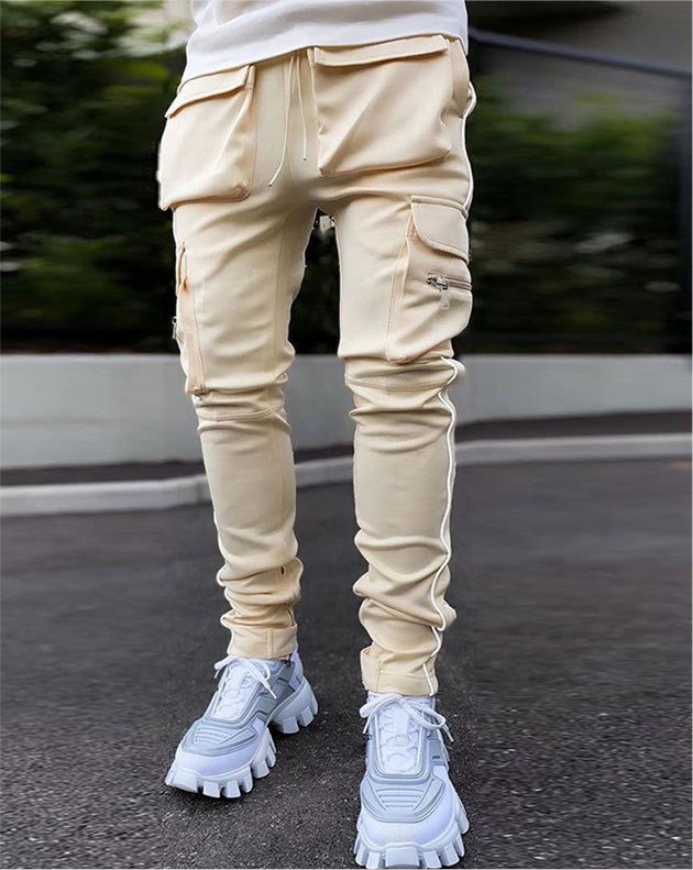 Herren Casual Joggers mit Kordelzug Elastischer Bund Cargohose Hip Hop Jogginghose | CK838