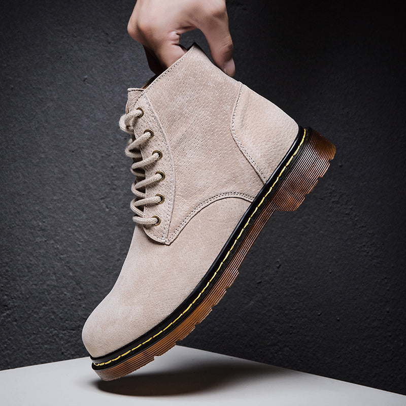 Britische Retro-Lederstiefeletten für Herren, modische Thermo-Outdoor-Schuhe | 8916