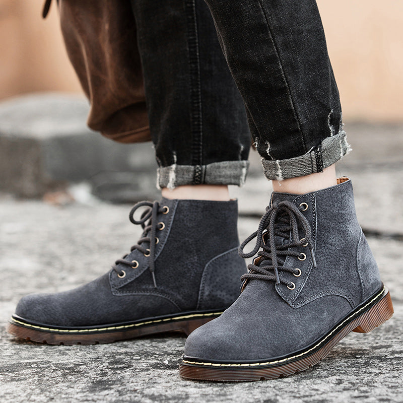 Britische Retro-Lederstiefeletten für Herren, modische Thermo-Outdoor-Schuhe | 8916