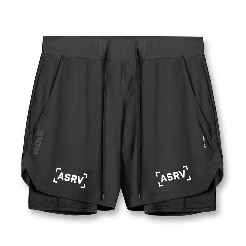 Neue Doppeldecker-Laufshorts Fitness Workout Bermuda Schnelltrocknende Kurze Hosen Unterteile | K-55