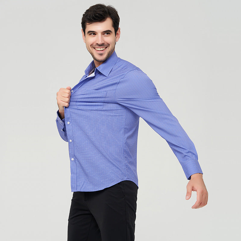 Herrenhemden Langarm Elastisch Falten Formelle Business Camisas Shirts | A7