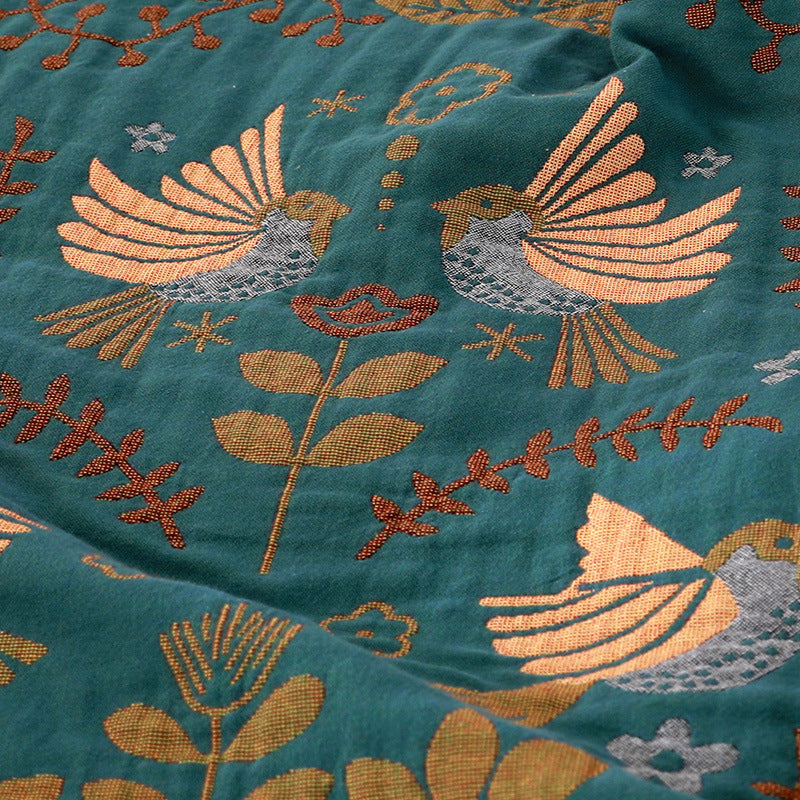 Decke mit Herbst-Vogel- und Blumenmuster, Bauernhaus-Dekor, rustikaler Überwurf für alle Jahreszeiten, für Bett, Sofa und Sessel | YENLN21822970237