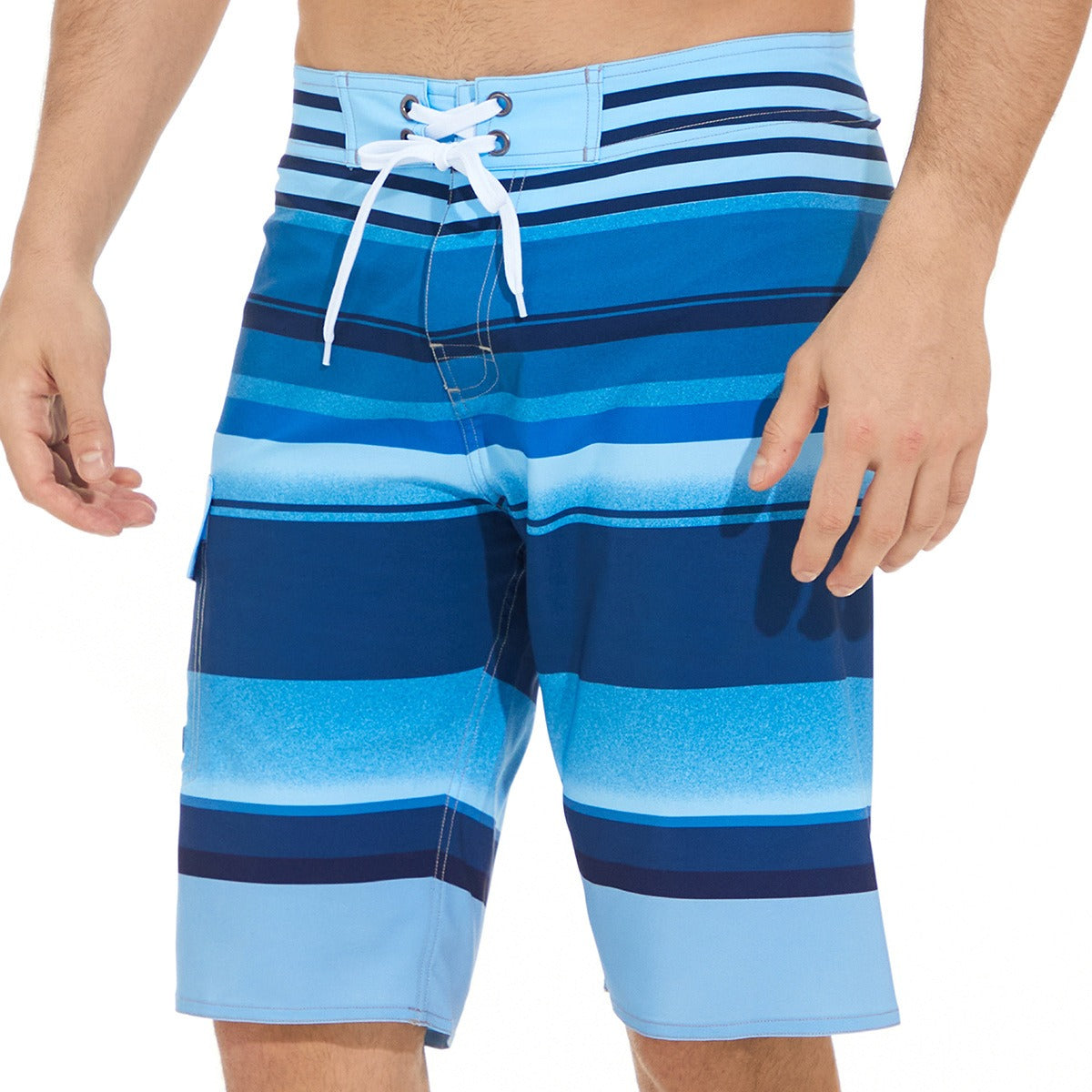 Herren Badehose mit Streifenmuster, Shorts mit Kordelzug, Sommer-Strandshorts | 1053