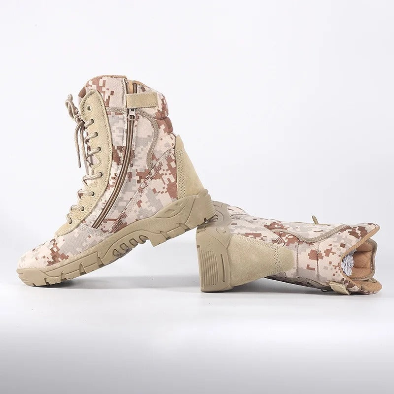 Herren Militärische Taktische Stiefel High-Top Army Camouflage Kampf Wanderschuhe mit seitlichem Reißverschluss | 101