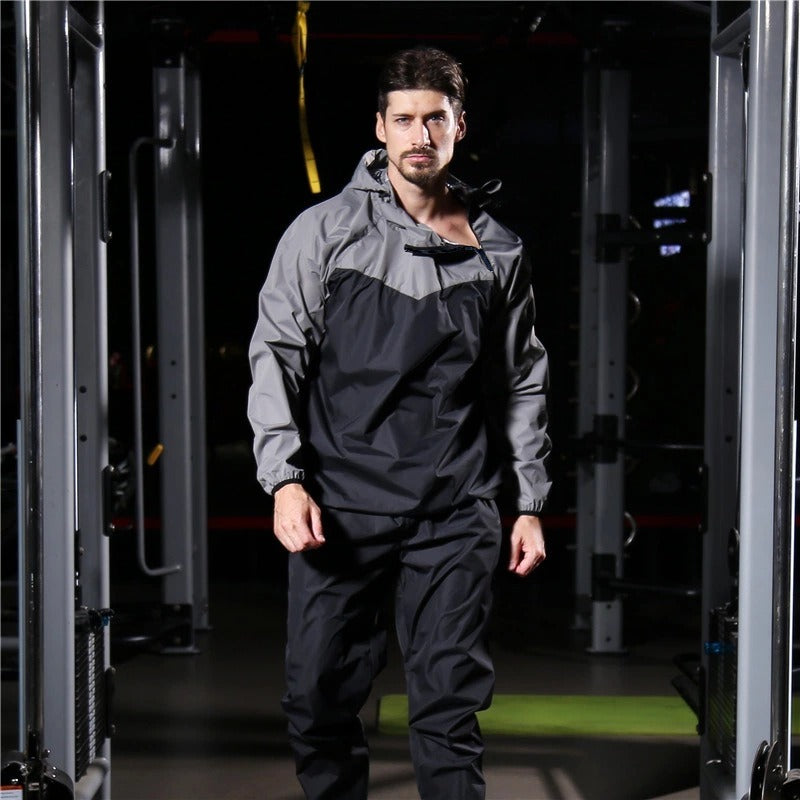 Herren Laufpullover Zweiteiliges Set Gewichtsverlust Kontrolle Körperfett Sauna Schwitzanzug | YJ9681
