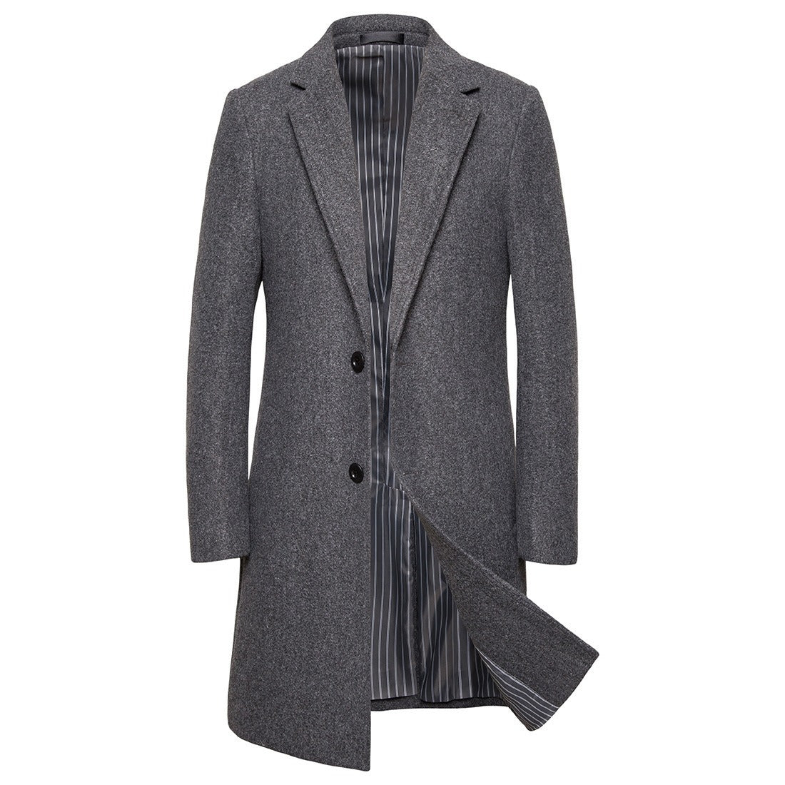 Herren Trenchcoat aus Wolle mit Umlegekragen, lang, aus Wolle und Wollmischungen, Wolljacke, Mantel | JJ-YF601