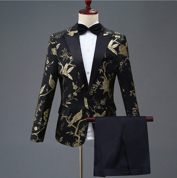 Herren Jacquard Anzug Business Hochzeit Party Smoking Kleid Blazer Hose Slim Fit Smoking | 1003