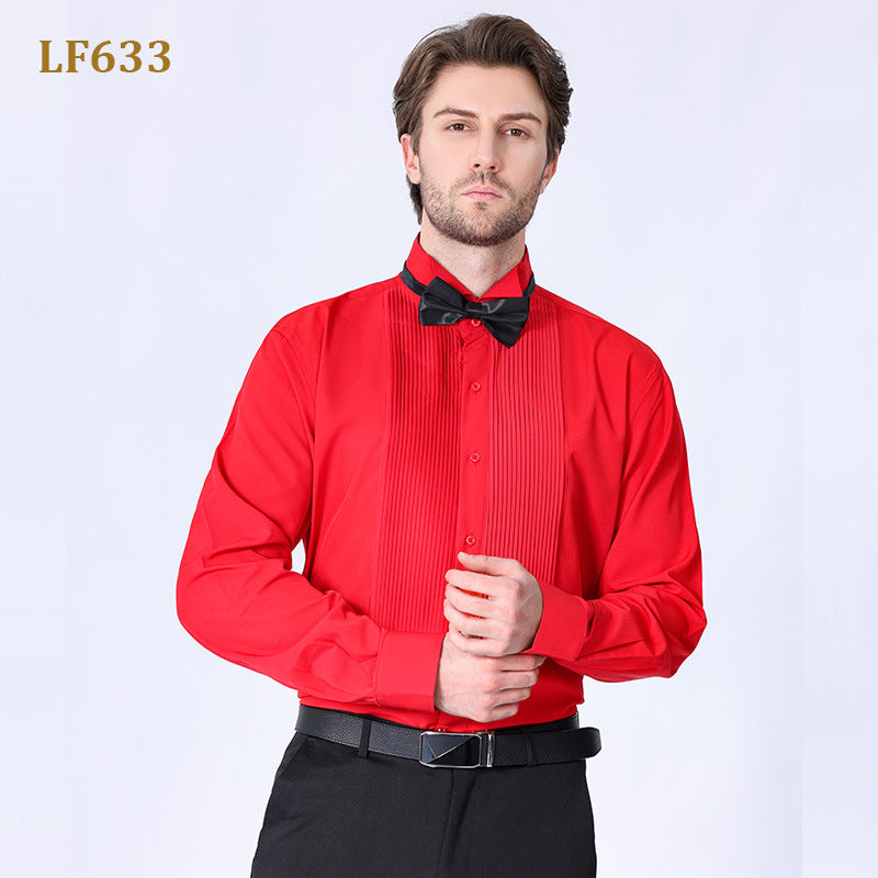 Doppelt plissiertes Herrenhemd Business High-End Anzug Französisches Hemd | LF631