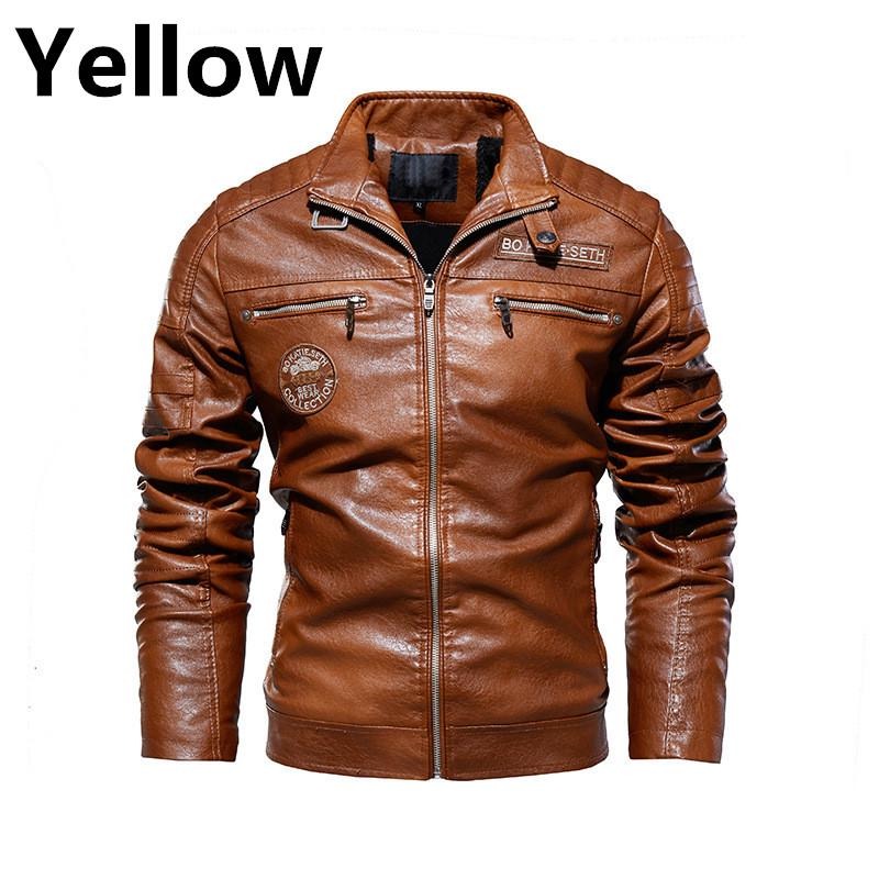 Herren Lederjacke Fleecefutter PU Ledermantel Übergröße Herren Revers Stickerei Blazer Jacke | 6693