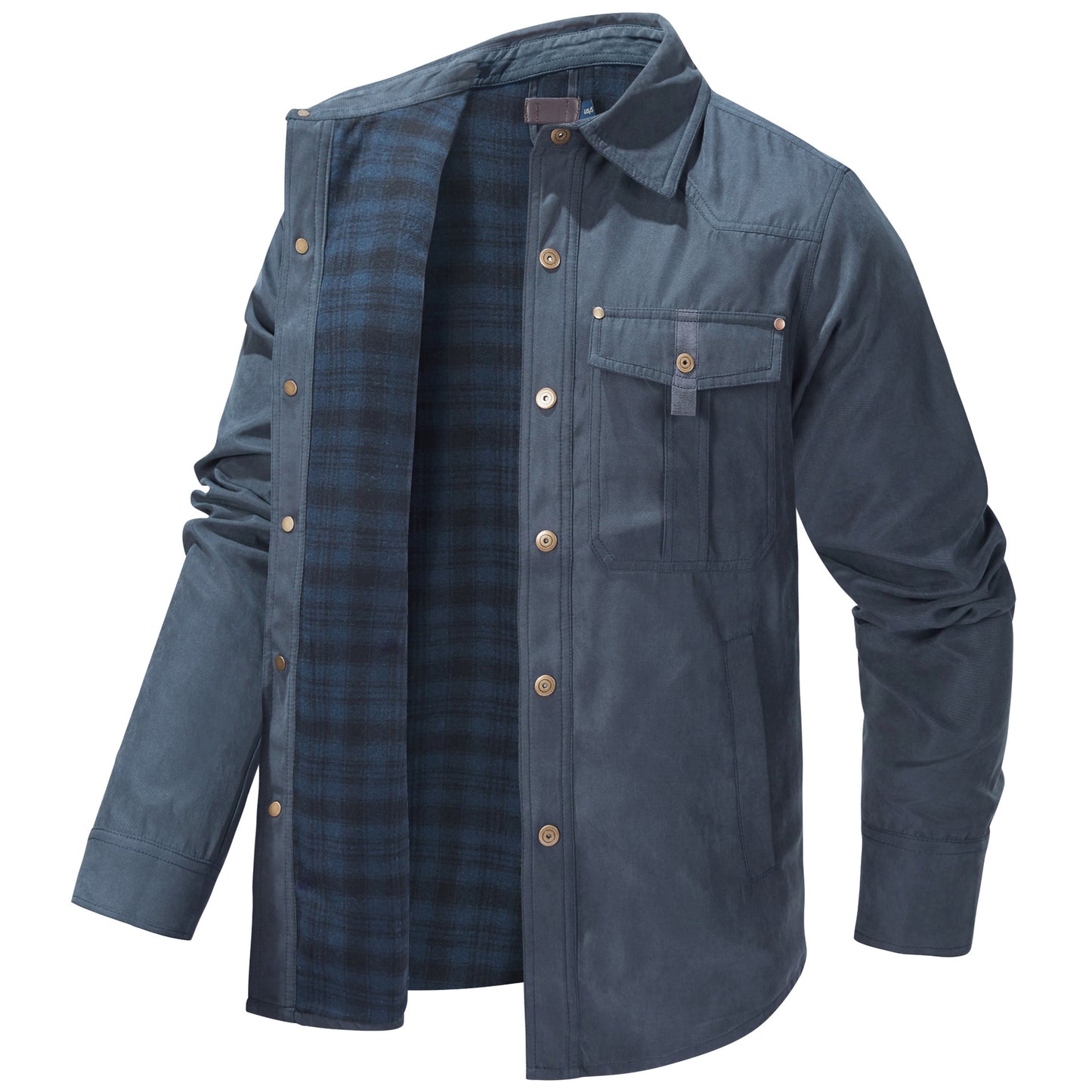 Herren Karojacke Langarm Button-Down Flanelljacke mit Taschen für Streetwear | 3268