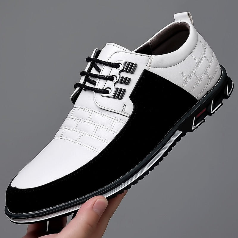 Herren-Derby-Schuhe im britischen Stil mit Karomuster, rutschfeste Leder-Loafer, Mokassins, Hochzeitsschuhe |
