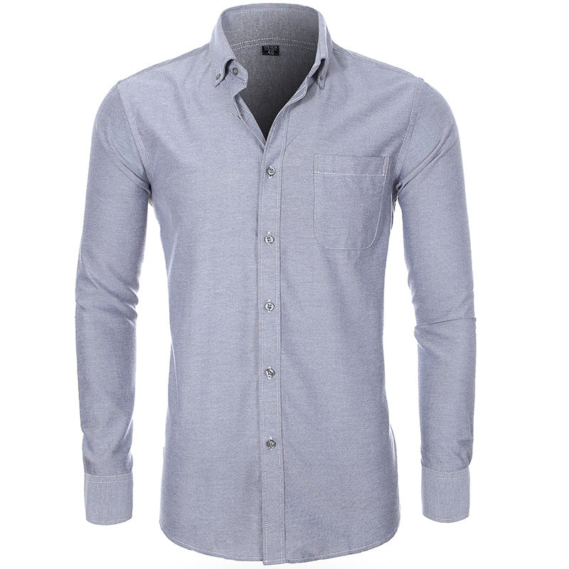 Herren Casual Oxford Spun Solid Color Shirt Langarm Herbst Kleidung Hemd | NJF