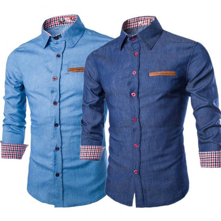 Herren Einfarbig Langarmhemd Slim Fit Business Casual Hemden | 1800-NY13