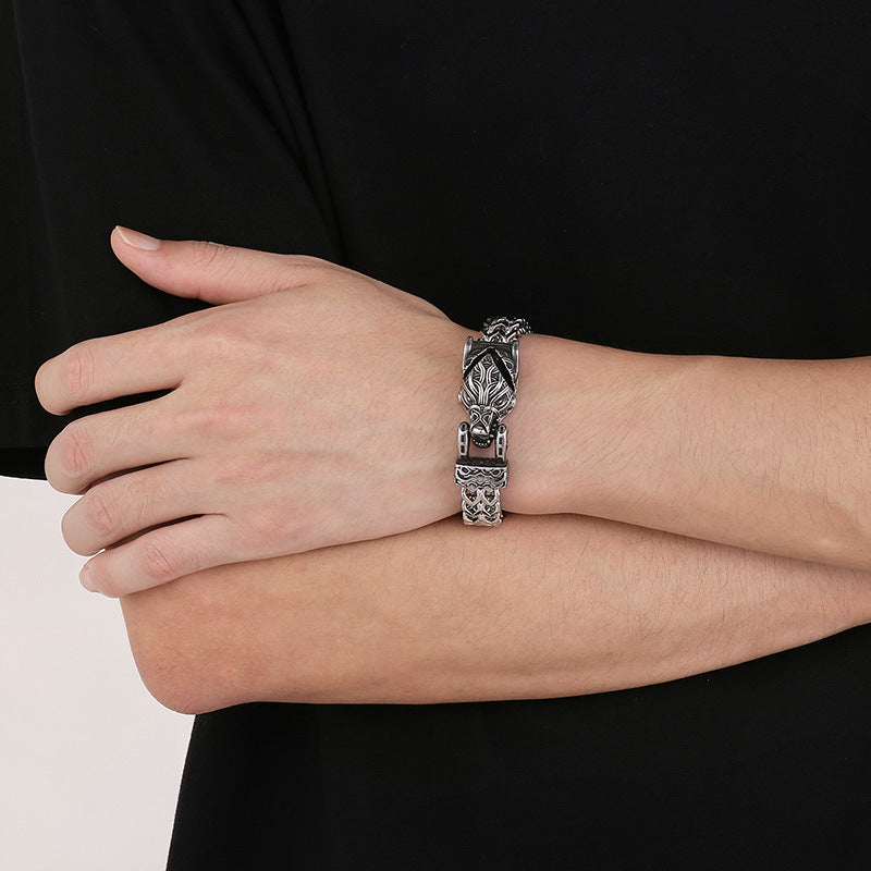 Herren Wikinger Tierarmband Wolf, Adler, Schlange Edelstahlarmband | KB179515-MZOZ