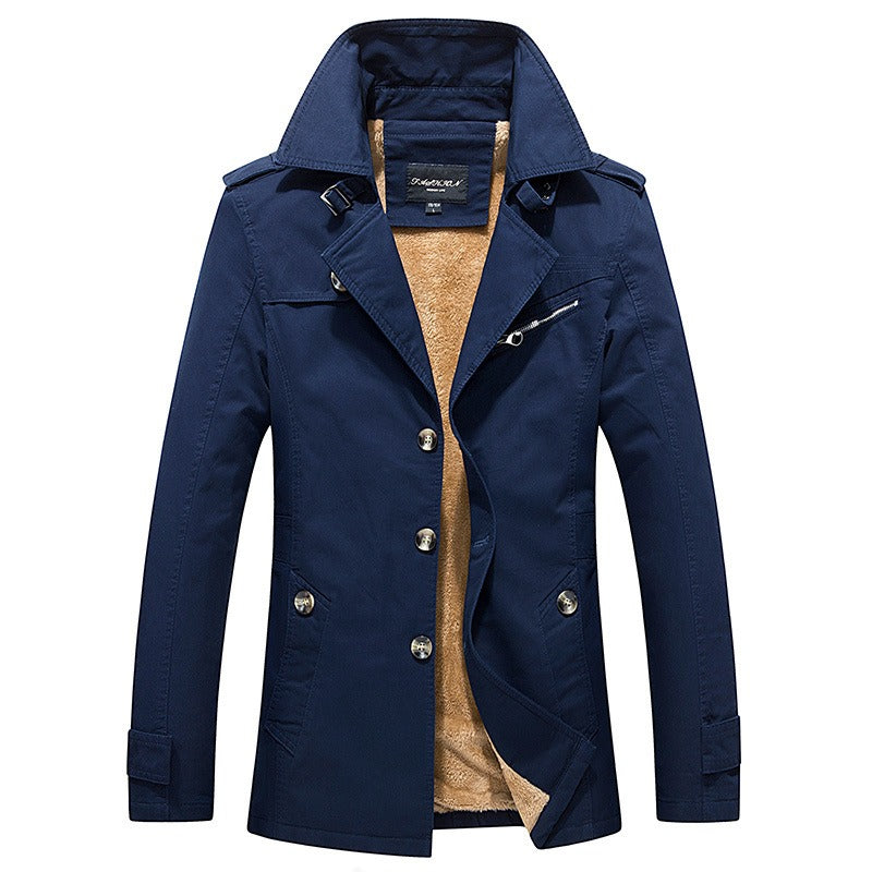 Herrenjacke Warmer Winter Trenchcoat Business Casual Smart Button Windbreaker Blazer