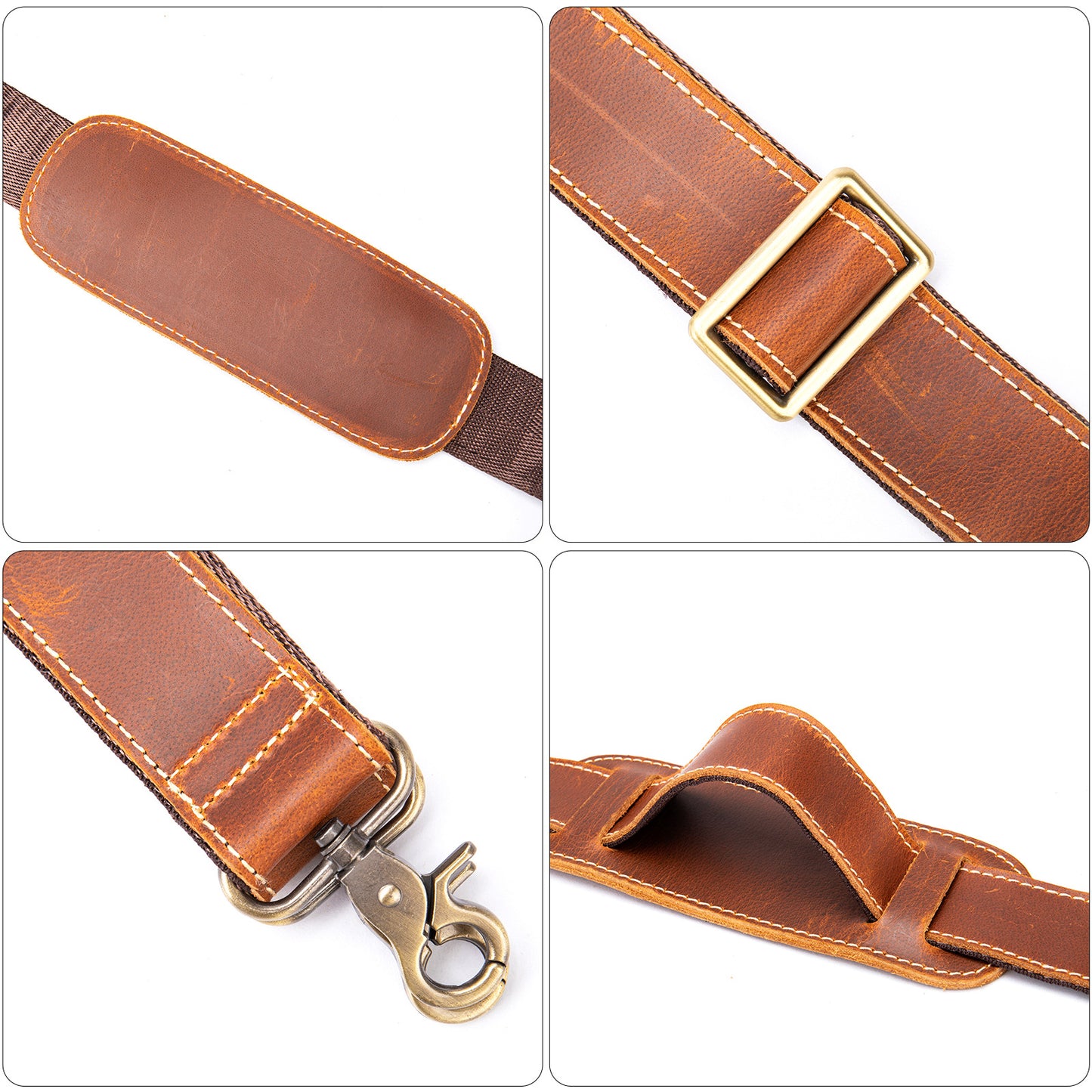 Taschengurt aus echtem Leder, verstellbar, Ersatz-Schultergurt, universelle Drehhaken für Messenger-Laptoptaschen | JD105