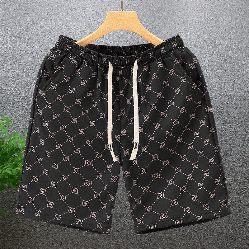 Herren Polyester Casual Shorts mit Taschen Sommer Strand Bedruckte Shorts | Hk081