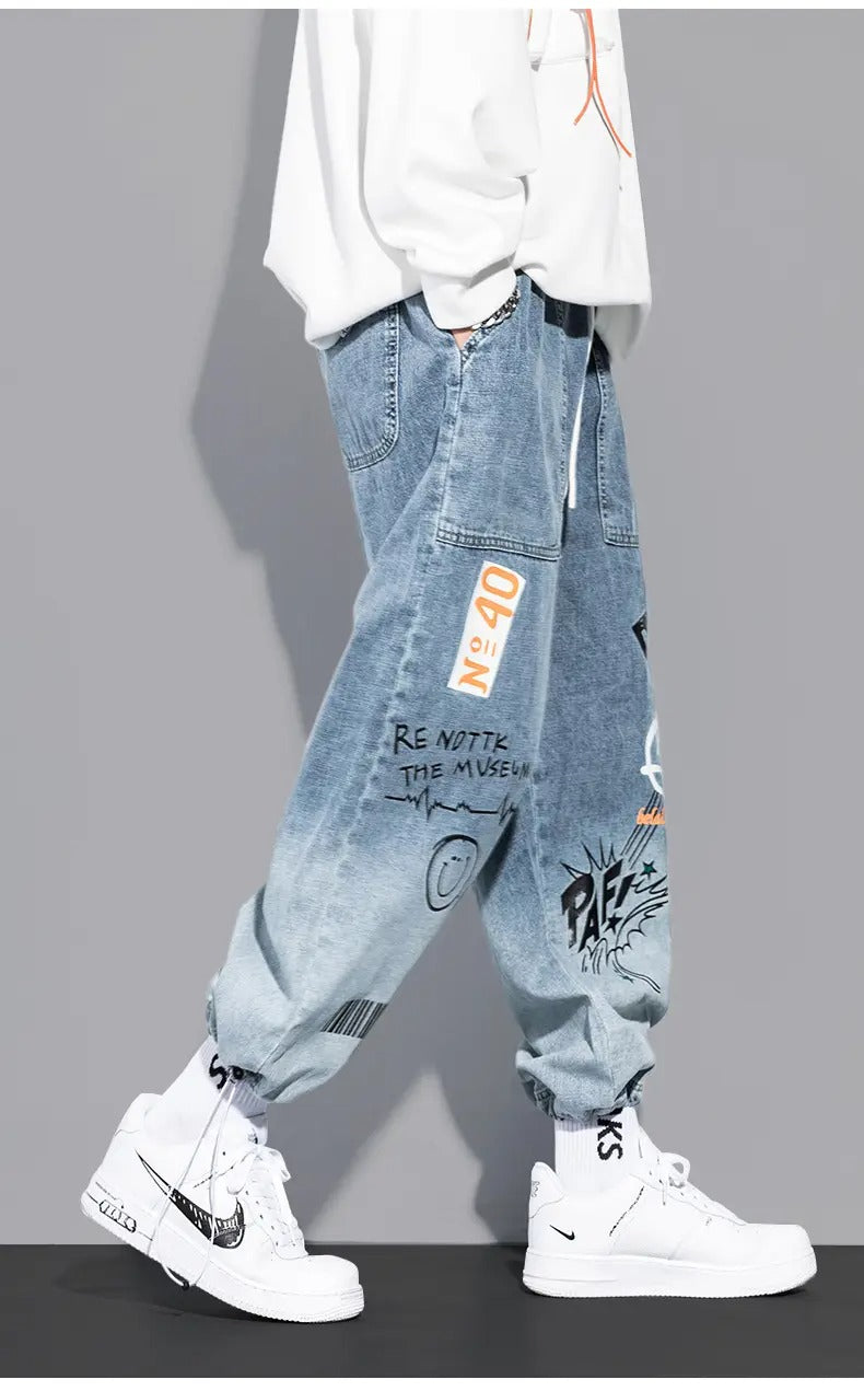 Neue Toon Design Jeanshose für Herren, bedruckt, lässig, locker, modisch, Cargo-Jeans | K5266