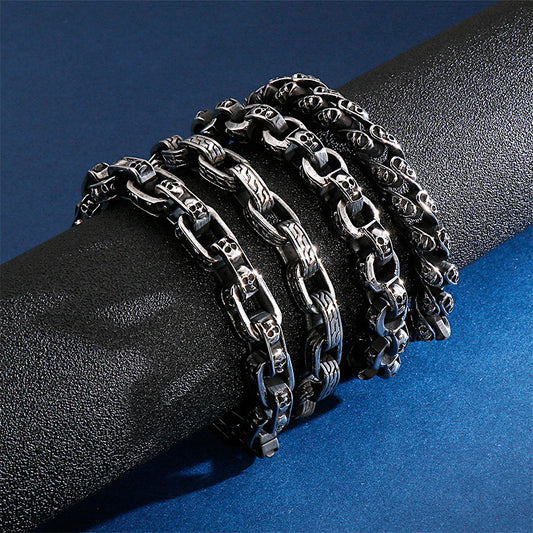 Herren Edelstahl Totenkopf Armband Punk Motorrad Geisterkopf Design Titan Stahl Armband | KB120968-BDJX