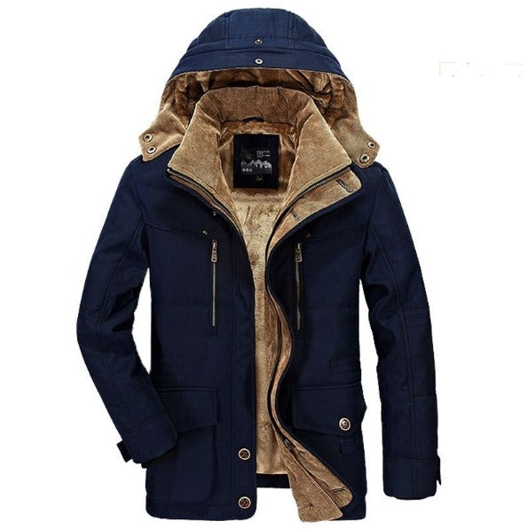 Neue Winterjacke mit dicker, warmer Wattierung aus Baumwolle, Windjacke mit Kapuze, Parka, Übergröße | 13029
