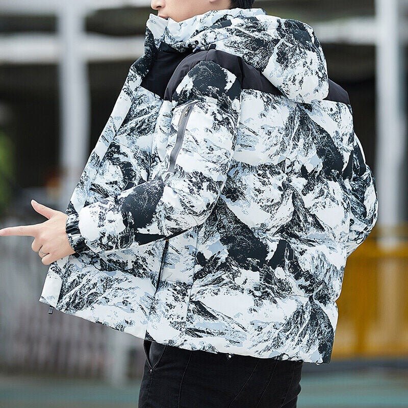 Herren Daunenjacke mit Kapuze, Camouflage, Freizeitmantel, verdickter Winterparka-Mantel | 2308