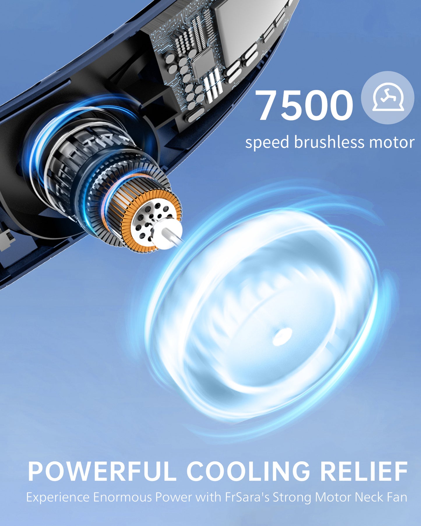 Tragbarer Nackenventilator mit 4 Turbo-Blättern, wiederaufladbar über USB, 360°-Kühlluftstrom | S8