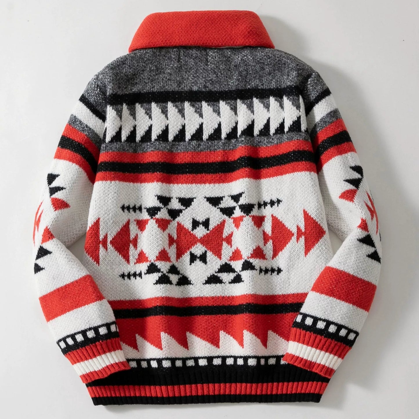 Herren-Strickjacke mit Reißverschluss, europäischer und amerikanischer Jacquard-Pullover mit langen Ärmeln und Revers | SY0012