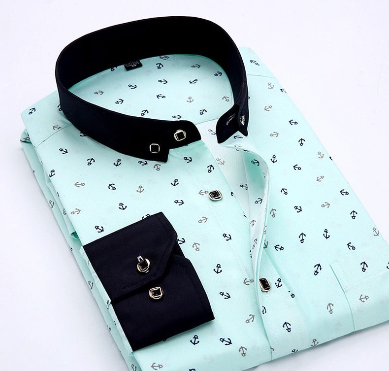 Hochwertiges, langärmliges Business-Hemd mit Button-Down-Karomuster aus Polyester | CY116