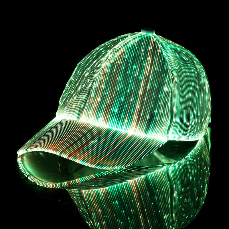 LED-Leuchtmütze aus Glasfaser, 7 Farben, leuchtende Hip-Hop-Baseballkappe mit USB-Aufladung für Veranstaltungen |