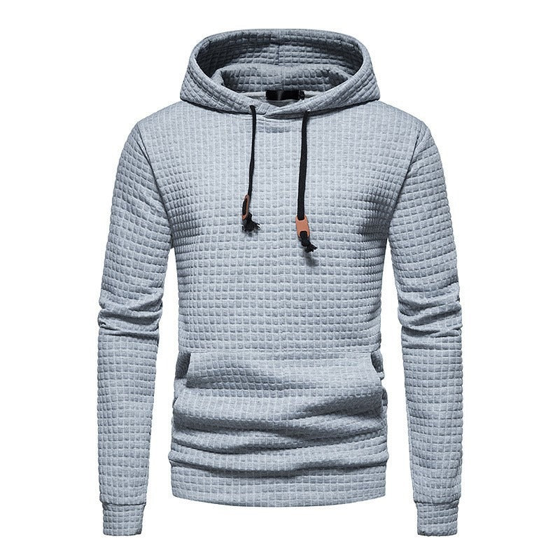 Lässiger Pullover mit Kapuze, Sweatshirt, Waffelmuster, einfarbig, Hoodies | W02