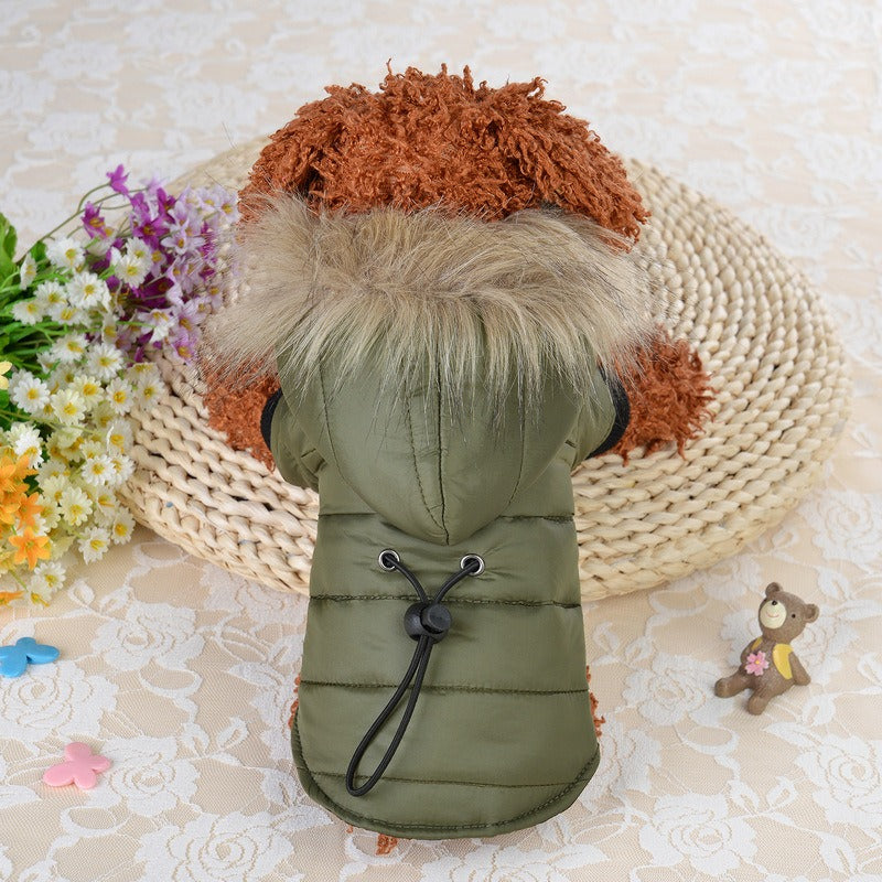 Haustierkleidung Winter Puffermantel Luxus Baumwolle Leichte warme Daunenjacke Hund Zweibein Baumwollanzug Haustierkleidung |
