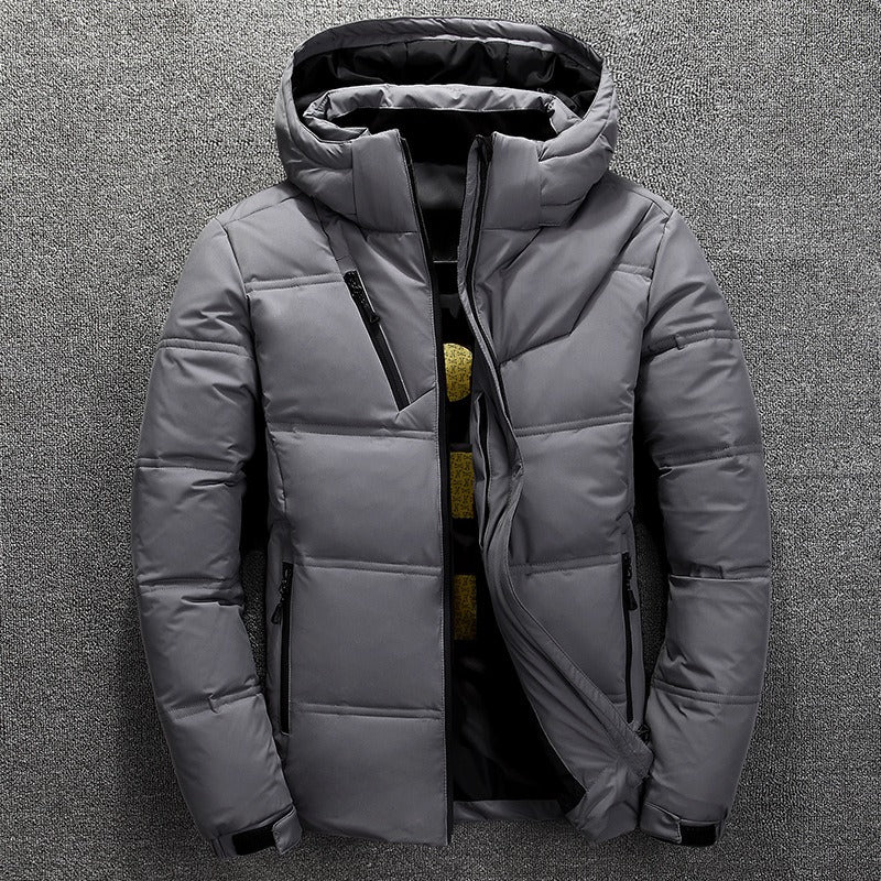 Herren Winter Warme Daunenjacke mit Kapuze, Mantel, Freizeitparkas, dicke weiße Entenjacke | 1897