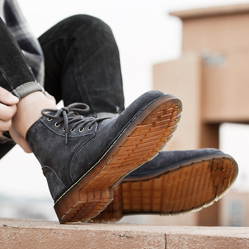 Britische Retro-Lederstiefeletten für Herren, modische Thermo-Outdoor-Schuhe | 8916